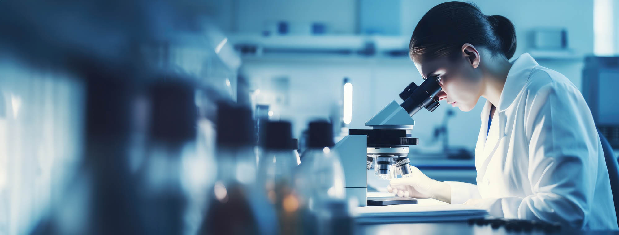Chemical Analysis microscope in laboratory